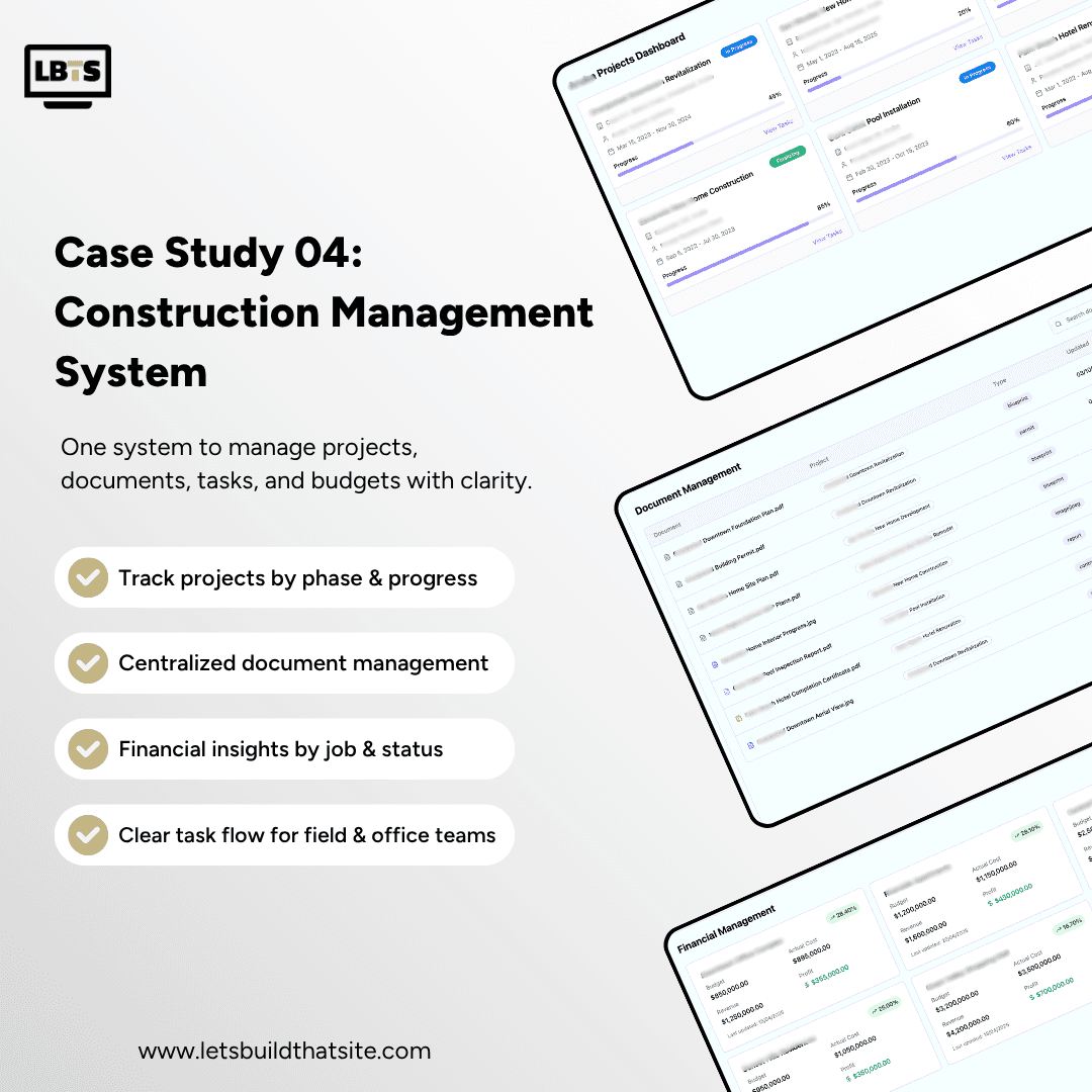 Construction Management System, Construction management system by Let's Build That Site